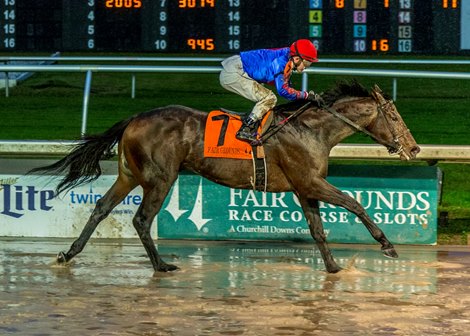 12-21-2019 Captivating Moon, with Brian Hernandez, Jr aboard, wins the Buddy Diliberto Memorial Stakes at the Fair Grounds in New Orleans.  Hodges Photography / Amanda Hodges Weir