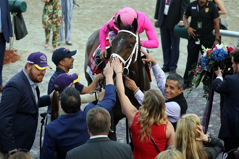 Zulu Alpha with Tyler Gaffalione up wins the PWC Invitational Turf for trainer Mike Maker and owner Mike Hui