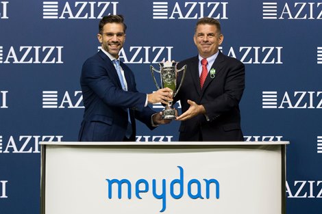 Doug Watson accepts the trophy for the Mina, from Yousef Mehrabi, Chief Financial Officer on January 16, 2020