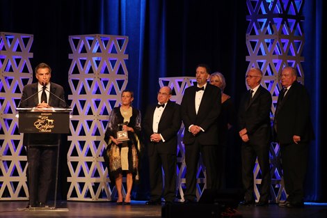 Vinnie Viola,  with partners and trainer Todd Pletcher, Older Dirt Male, 2019 Eclipse Awards, Gulfstream Park, January 23, 2020