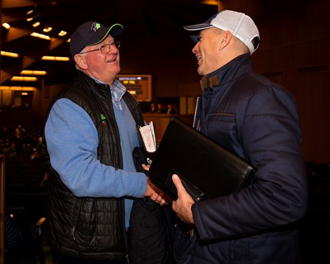 (L-R): Mike Ryan and Joe Seitz<br><br />
Keeneland January Horses of all ages sales on<br><br />
Jan. 14, 2020 Keeneland in Lexington, KY. 