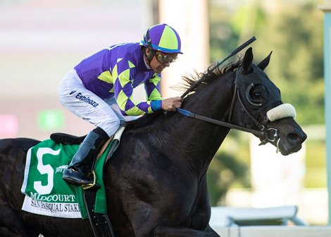 Midcourt and jockey Victor Espinoza win the Grade II, $200,000 San Pasqual Stakes, Saturday, February 1, 2020 at Santa Anita Park, Arcadia CA.<br><br />
&#169; BENOIT PHOTO