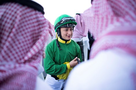 Nicola Currie before the 1st leg of the International Jockeys Challenge<br><br />
King Abdulaziz racetrack, Riyadh 28.2.20r