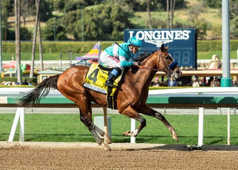 Authentic and jockey Drayden Van Dyke win the G2, $400,000 San Felipe Stakes, Saturday, March 7, 2020 at Santa Anita Park, Arcadia CA.