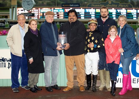 Bo Hirsch&#39;s Ce Ce and jockey Victor Espinoza win the Grade I, $400,000 Beholder Mile, Saturday, March 14, 2020 at Santa Anita Park, Arcadia CA.<br><br />
&#169; BENOIT PHOTO