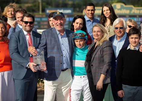 Authentic and jockey Drayden Van Dyke win the G2, $400,000 San Felipe Stakes, Saturday, March 7, 2020 at Santa Anita Park, Arcadia CA.