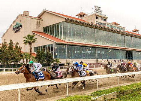 3-21-2020- Wells Bayou led wire to wire in the spectator-free Louisiana Derby at Fair Grounds.  Hodges Photography / Amanda Hodges Weir
