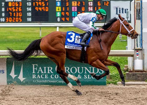 3/21/2020 - Wells Bayou with Florent Geroux aboard captures the 107th running of the $1,000,000  Grade II Twinspires.com Louisiana Derby at Fair Grounds. Hodges Photography / Lou Hodges, Jr.