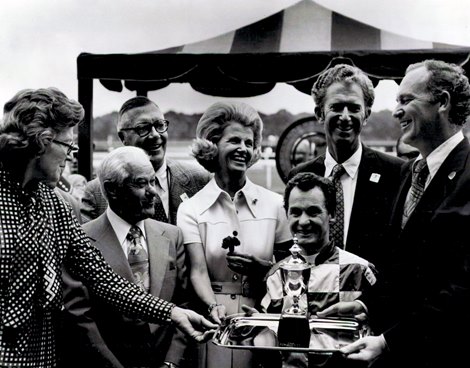 1973 Marlboro Cup, won by Secretariat, trophy presentation