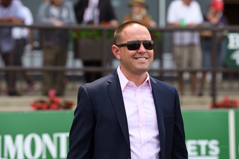 Chad Brown at Belmont Park
