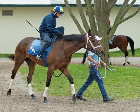 Juliet Foxtrot with Florent Geroux<br><br />
Keeneland scenes and horses on April 25, 2020 Keeneland in Lexington, KY. 