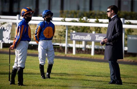 Aidan O’Brien in the parade ring before winning the Tattersalls 1,000 Guineas (Group 1) with Peaceful. The Curragh Racecourse.<br><br />
13.06.2020 