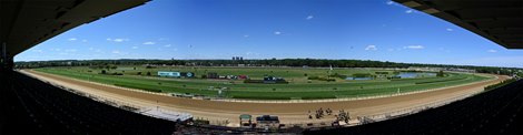 Panoramic Image of the Belmont Race Course Saturday June 13, 2020 in Elmont, N.Y. Photo by Skip Dickstein