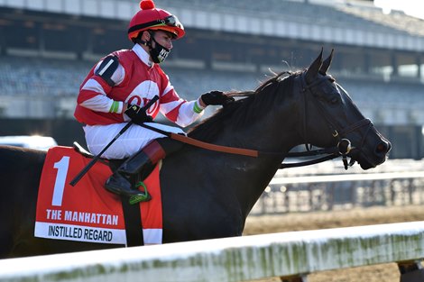 Instilled Regard wins the 2020 Manhattan Stakes at Belmont Park