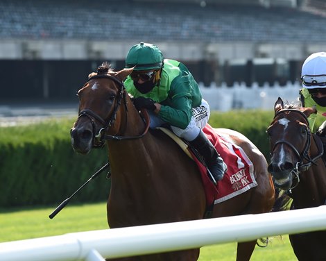 Fifty Five wins the 2020 Mount Vernon Stakes at Belmont Park                         