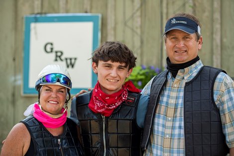 The Weaver family from left Cindy, Ben and George Weaver at the Oklahoma Training Center July 10, 2010 in Saratoga Springs, N.Y.