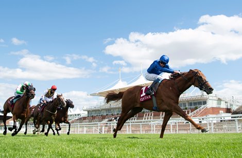 Space Blues (William Buick) wins the Qatar Lennox Stakes Glorious Goodwood  28.7.20 Pic: Edward Whitaker/ Racing Post