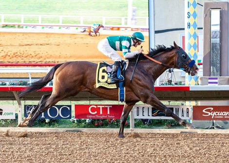 Hronis Racing&#39;s Higher Power and jockey Flavien Prat win the Grade I, $1,000,000 Pacific Classic, Saturday, August 17, 2019 at Del Mar Thoroughbred Club, Del Mar CA.