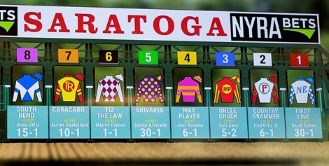 The post positions are drawn for the Runhappy Travers Stakes at the Saratoga Race Course Wednesday Aug. 5, 2020  in Saratoga Springs, N.Y.  Photo by Skip Dickstein