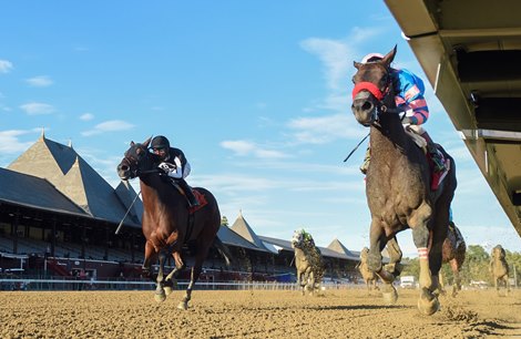 Come Dancing with jockey Irad Ortiz Jr. wins the Grade 2 Honorable Miss at the Saratoga Race Course Sunday Sept. 6, 2020 in Saratoga Springs, N.Y.  Photo by Tim Lanahan