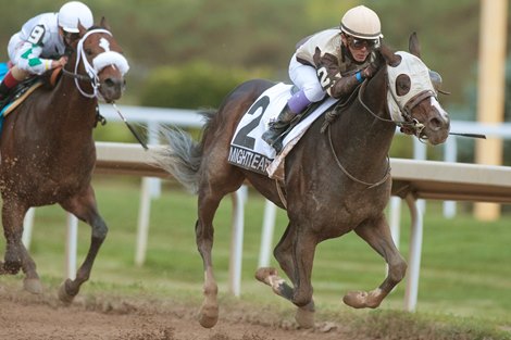 Ft.Erie Ontario, September 29, 2020.Fort Erie Racetrack.Jockey Daisuke Fukumoto guides Mighty Heart to victory in the $400,000 dollar, second leg of the Canadian Tripe Crown the Prince of Wales Stakes