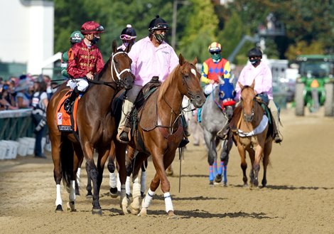 Shedaresthedevil with jockey Florent Geroux wins the Longines Kentucky Oaks (G1) held at Churchill Downs Race Course Friday Sept 4, 2020 in Louisville, KY. Photo by Rick Samuels.