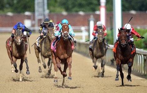 Monomoy Girl with jockey Florent Geroux wins the La Troienne Stakes (G1) held at Churchill Downs Race Course Friday Sept 4, 2020 in Louisville, KY. Photo by Rick Samuels.