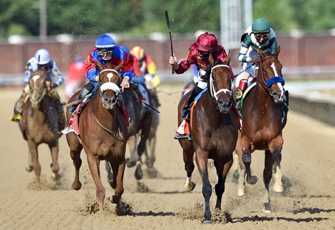 Shedaresthedevil with jockey Florent Geroux wins the Longines Kentucky Oaks (G1) held at Churchill Downs Race Course Friday Sept 4, 2020 in Louisville, KY. Photo by Rick Samuels.