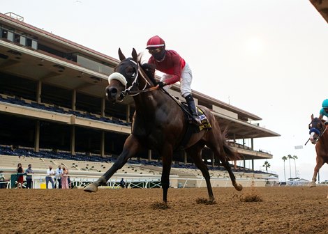 Dr. Schivel and jockey Flavien Prat win the Grade I, $250,000 Runhappy Del Mar Futurity, Monday, September 7, 2020 at Del Mar Thoroughbred Club, Del Mar CA.<br><br />
&#169; BENOIT PHOTO