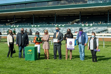 Inthemidstofbiz with Martin Garcia wins the Thoroughbred Club of America (G2) at Keeneland on October 3, 2020.