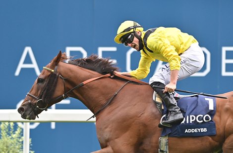 Tom Marquand  winning The Qipco British Champion Stakes on Addeybb