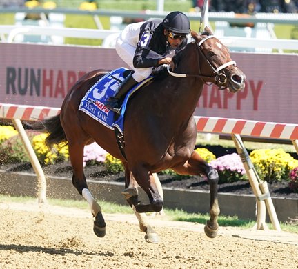 Never Enough Time wins the 2020 Skipat Stakes at Pimlico