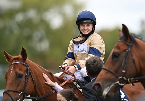 Hollie Doyle after winning The Qipco British Champions Sprint Stakes on Glen Shiel