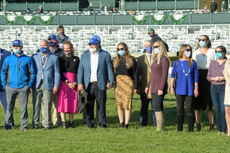 Essential Quality with Luis Saez wins the Claiborne Breeders’ Futurity (G1) at Keeneland on October 3, 2020.
