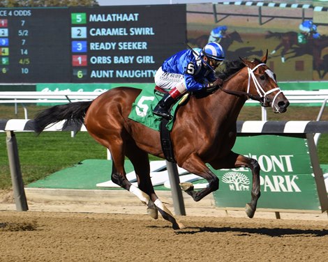 Malathaat wins maiden special weight October 9, 2020 at Belmont Park