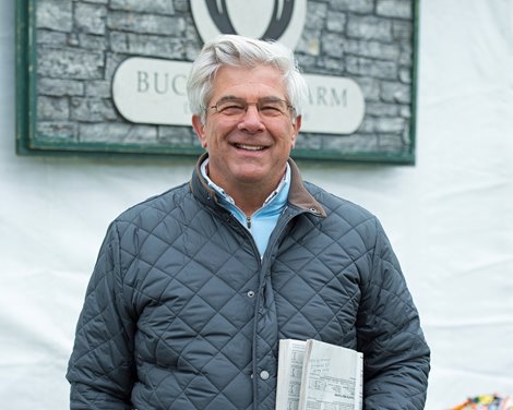 Doug Arnold with Buck Pond Farm where V.E. Day stands. Scenes and Look Aheads during the Fasig-Tipton Kentucky October yearling sale in Lexington, Ky. on October 24, 2020.