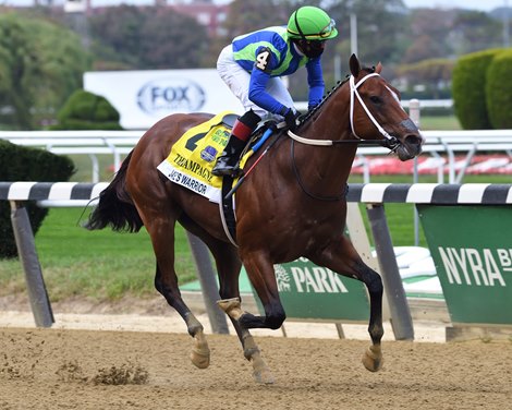 Jackie's Warrior wins the 2020 Champagne Stakes at Belmont Park