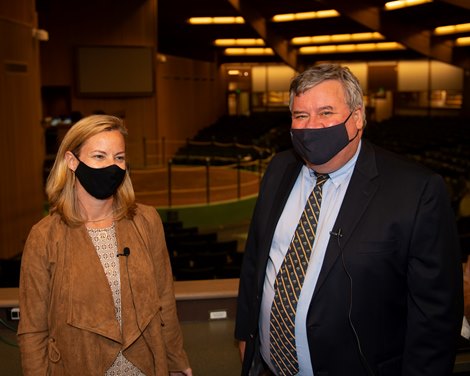 (L-R): Shannon Arvin and Geoffrey Russell<br><br />
Sales horses at the Keeneland November Sale at Keeneland in Lexington, Ky. on November 9, 2020. 