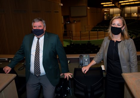 (L-R): Geoffrey Russell and Shannon Arvin<br><br />
Sales horses at the Keeneland November Sale at Keeneland in Lexington, Ky. on November 10, 2020. 