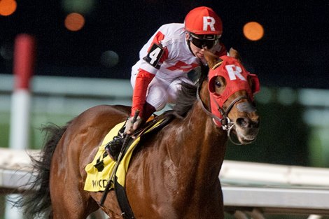 Jockey Kazushi Kimura guides Artie&#39;s Princess to victory in the $175,000 dollar Bessarabian Stakes for owner Kenneth L. and Sarah K. Ramsey and trainer Wesley Ward. Michael Burns Photo