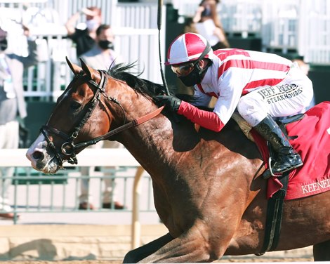 Highly Motivated wins the 2020 Nyquist Stakes