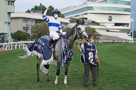 The Kiyoshi Hagiwara-trained Normcore with Zac Purton in the saddle wins the G1 LONGINES Hong Kong Cup (2000m) at Sha Tin Racecourse today