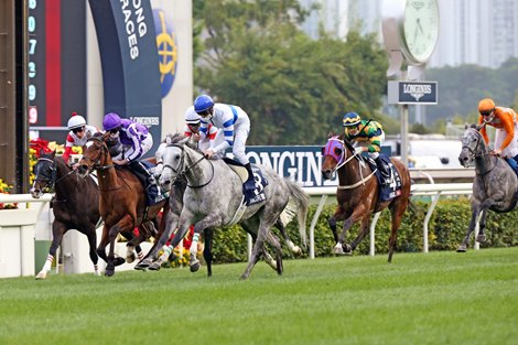The Kiyoshi Hagiwara-trained Normcore with Zac Purton in the saddle wins the G1 LONGINES Hong Kong Cup (2000m) at Sha Tin Racecourse today