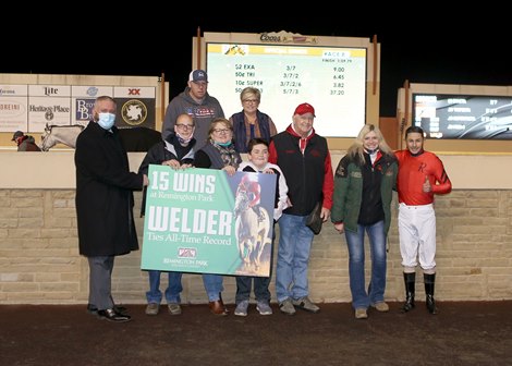 Welder (3), with David Cabrera up, defeats Share the Upside by three-quarters of a length, to win his 15th career race at Remington Park, tying a track record for most lifetime wins.<br><br />
Credit: Dustin Orona Photography/Remington Park