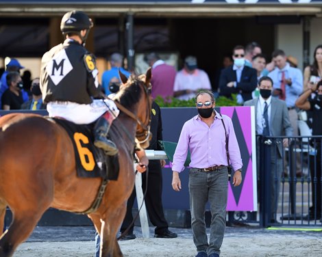 Pacific Gale wins the 2021 Inside Information Stakes at Gulfstream Park<br> with John Kimmel