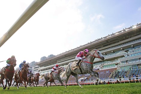 The John Size-trained Hot King Prawn (No. 1), ridden by Joao Moreira, takes the G1 Centenary Sprint Cup (1200m), the opening leg of the 2020/21 Hong Kong Speed Series, at Sha Tin Racecourse today