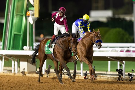 Mishriff wins the 2021 Saudi Cup at King Abdulaziz . Racecourse