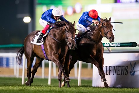 Volcanic Sky (Saeed bin Suroor – Lanfranco Dettori) wins the Nad Al Sheba Trophy Sponsored By Gulf News, Group 3 race at the Sixth Dubai World Cup Carnival on February 25, 2021