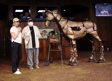 Horse statue Auction for a fundraiser, with Chrystal Fernung and the artist, 2021 OBS March Sale