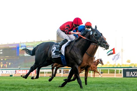 Extravagant kid wins Al Quoz sprint, Ryan Moore, jockey, Meydan Racecourse, Dubai, United Arab Emirates, March 27, 2021